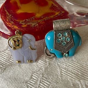 Pair of Elephant Pendants Pachyderm Theme Jewelry
